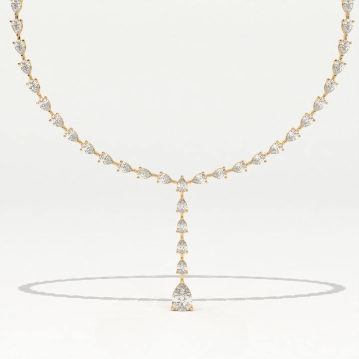 Aarinya Pear-Cut Lab-Grown Diamond Y-Drop Tennis Necklace, The Centurion Cascade Teardrop Lariat Necklace