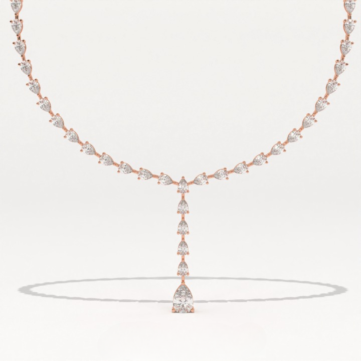 Aarinya Pear-Cut Lab-Grown Diamond Y-Drop Tennis Necklace, The Centurion Cascade Teardrop Lariat Necklace