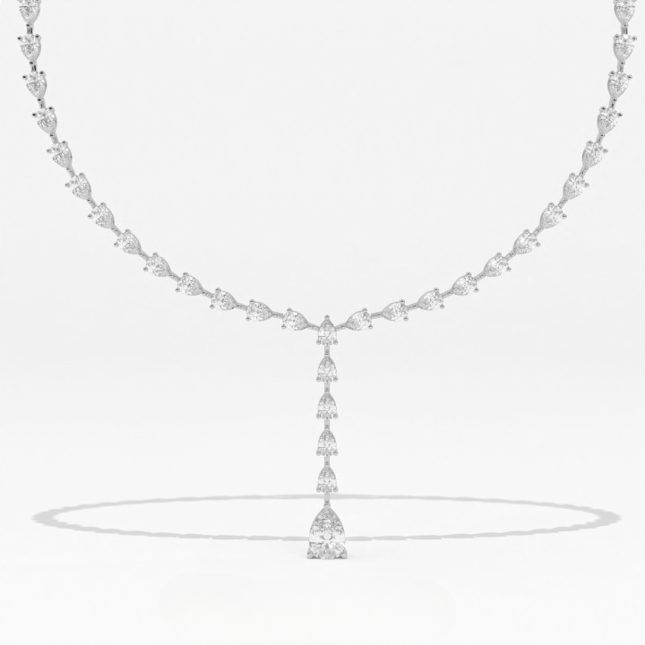 Aarinya Pear-Cut Lab-Grown Diamond Y-Drop Tennis Necklace, The Centurion Cascade Teardrop Lariat Necklace