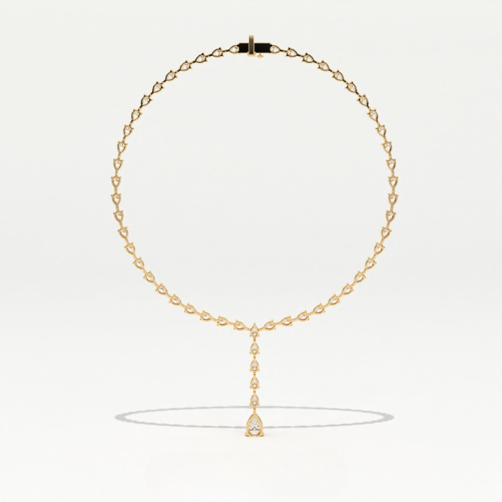 Aarinya Pear-Cut Lab-Grown Diamond Y-Drop Tennis Necklace, The Centurion Cascade Teardrop Lariat Necklace