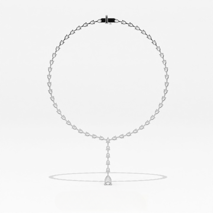 Aarinya Pear-Cut Lab-Grown Diamond Y-Drop Tennis Necklace, The Centurion Cascade Teardrop Lariat Necklace