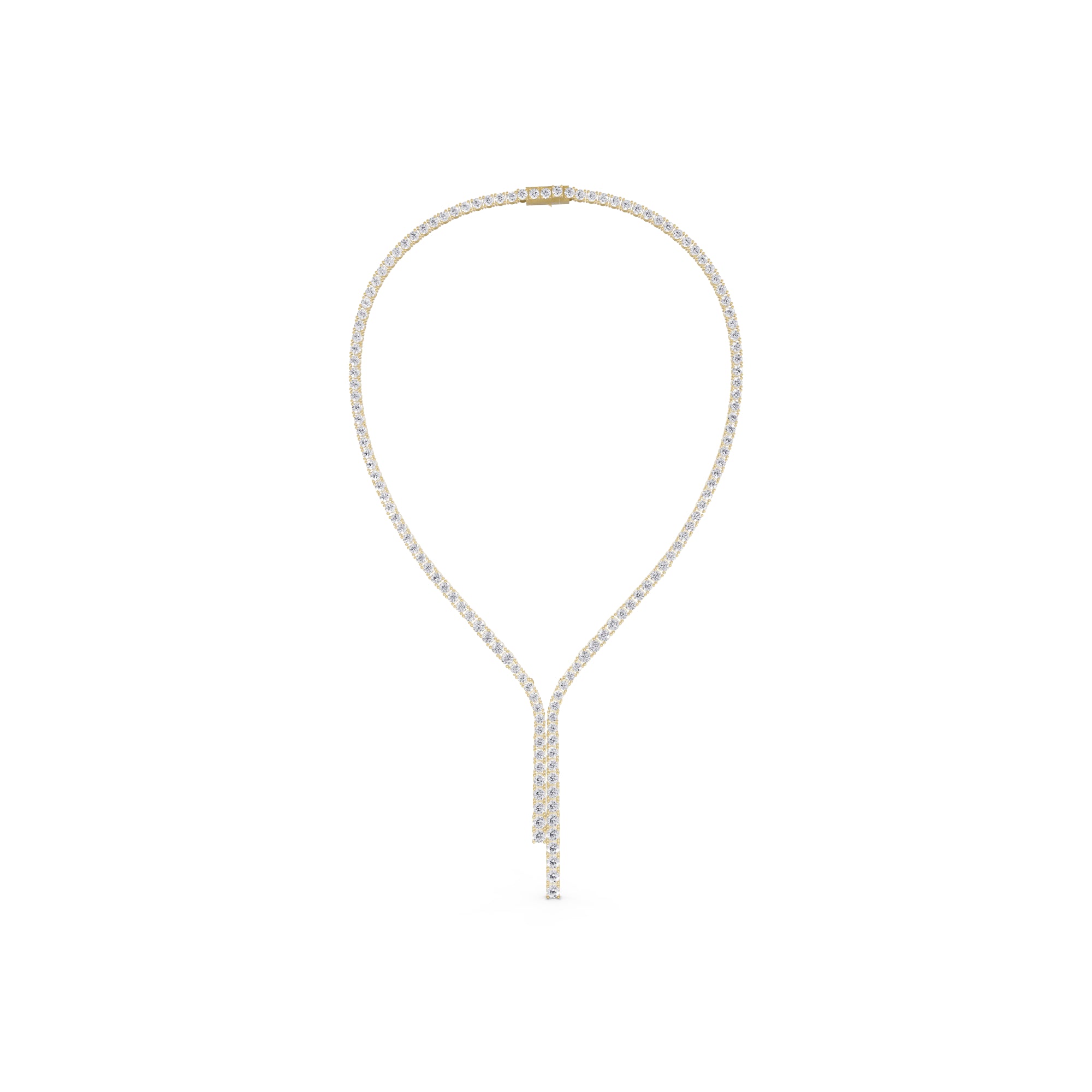 Aarinya Asymmetric Drop Diamond Tennis Necklace, The Prism Y-Silhouette Diamond Necklace