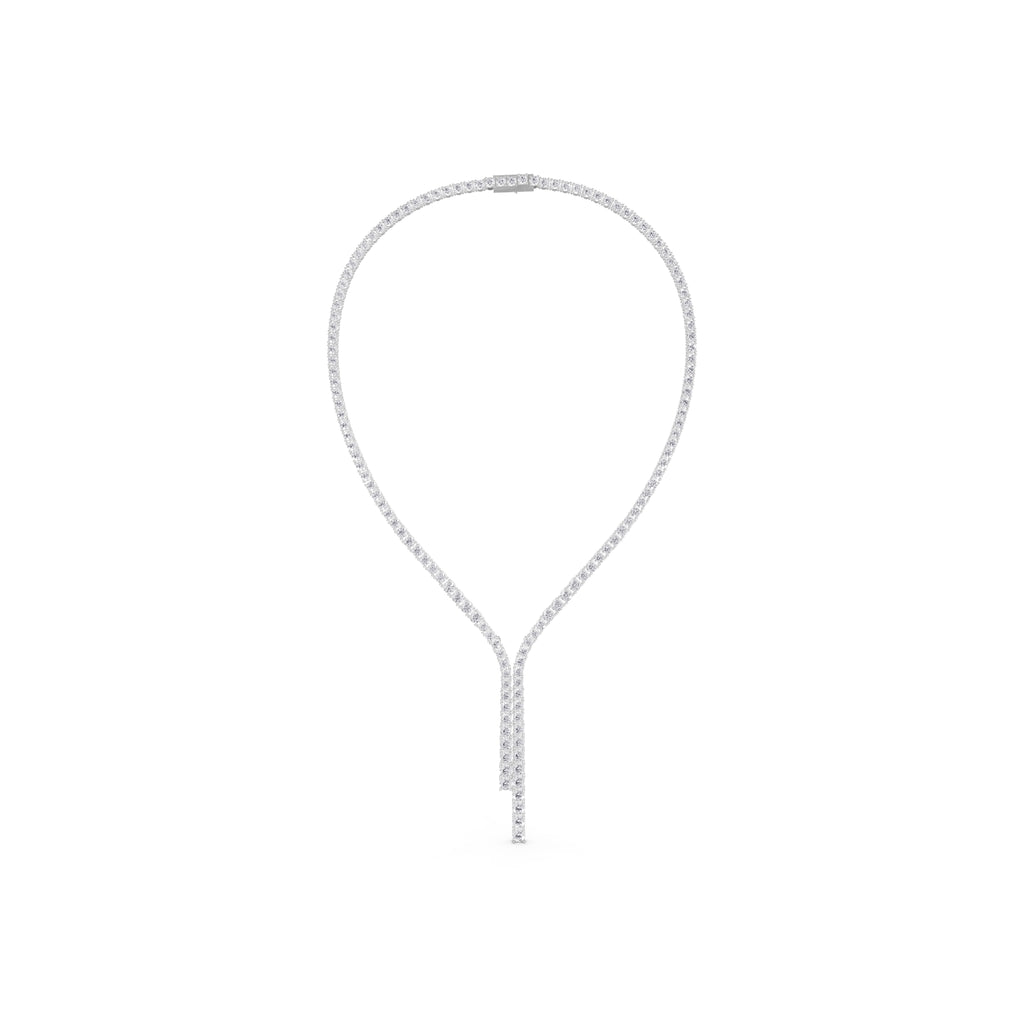 Aarinya Asymmetric Drop Diamond Tennis Necklace, The Prism Y-Silhouette Diamond Necklace