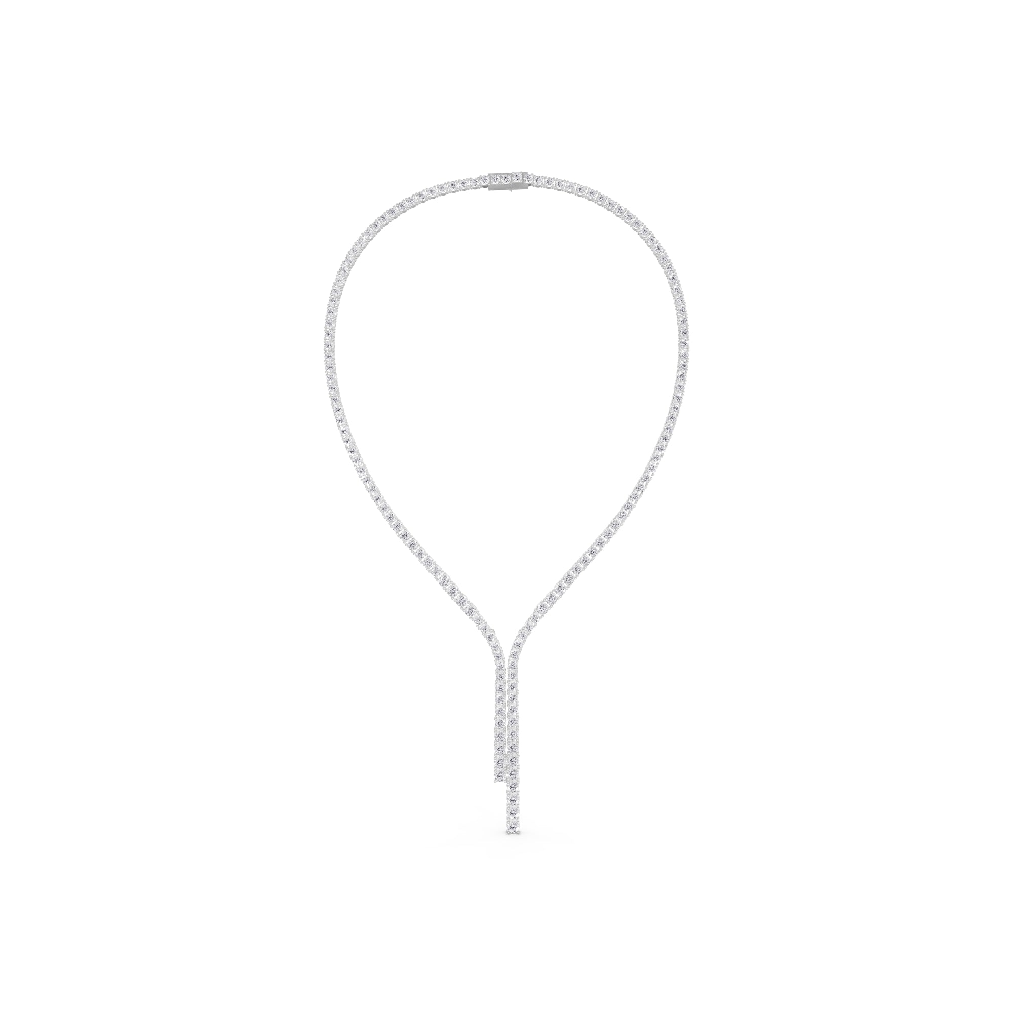 Aarinya Asymmetric Drop Diamond Tennis Necklace, The Prism Y-Silhouette Diamond Necklace