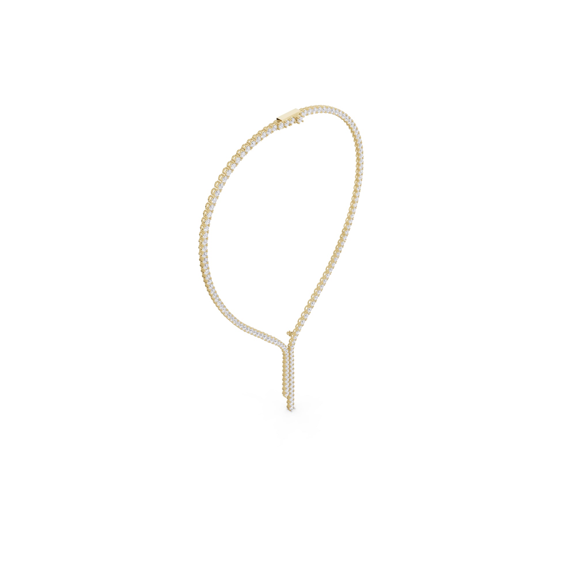Aarinya Asymmetric Drop Diamond Tennis Necklace, The Prism Y-Silhouette Diamond Necklace