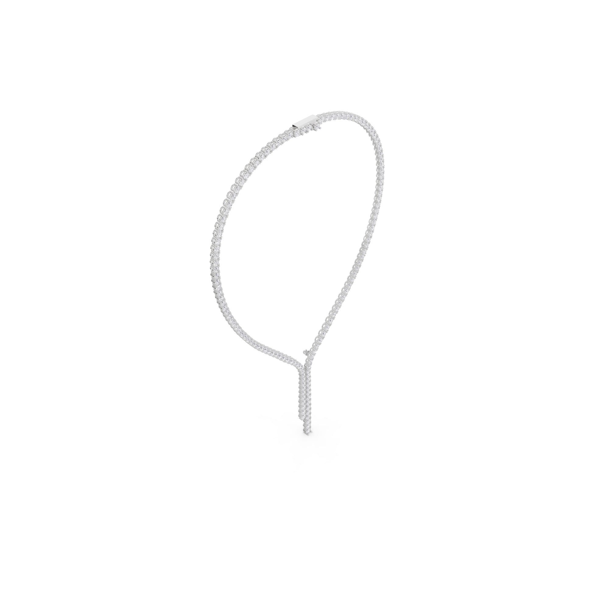 Aarinya Asymmetric Drop Diamond Tennis Necklace, The Prism Y-Silhouette Diamond Necklace