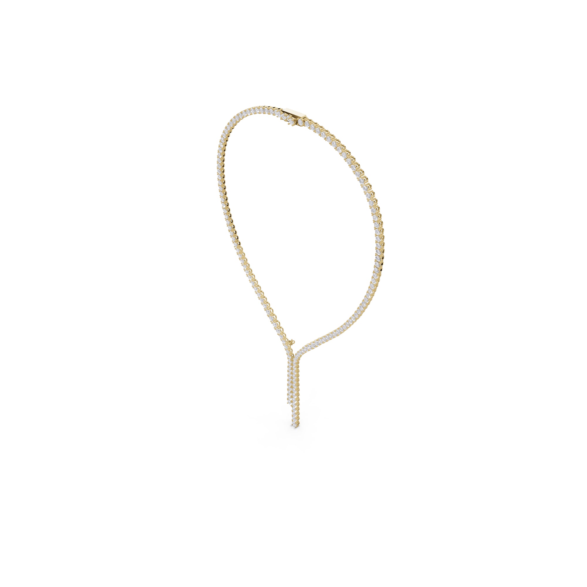 Aarinya Asymmetric Drop Diamond Tennis Necklace, The Prism Y-Silhouette Diamond Necklace