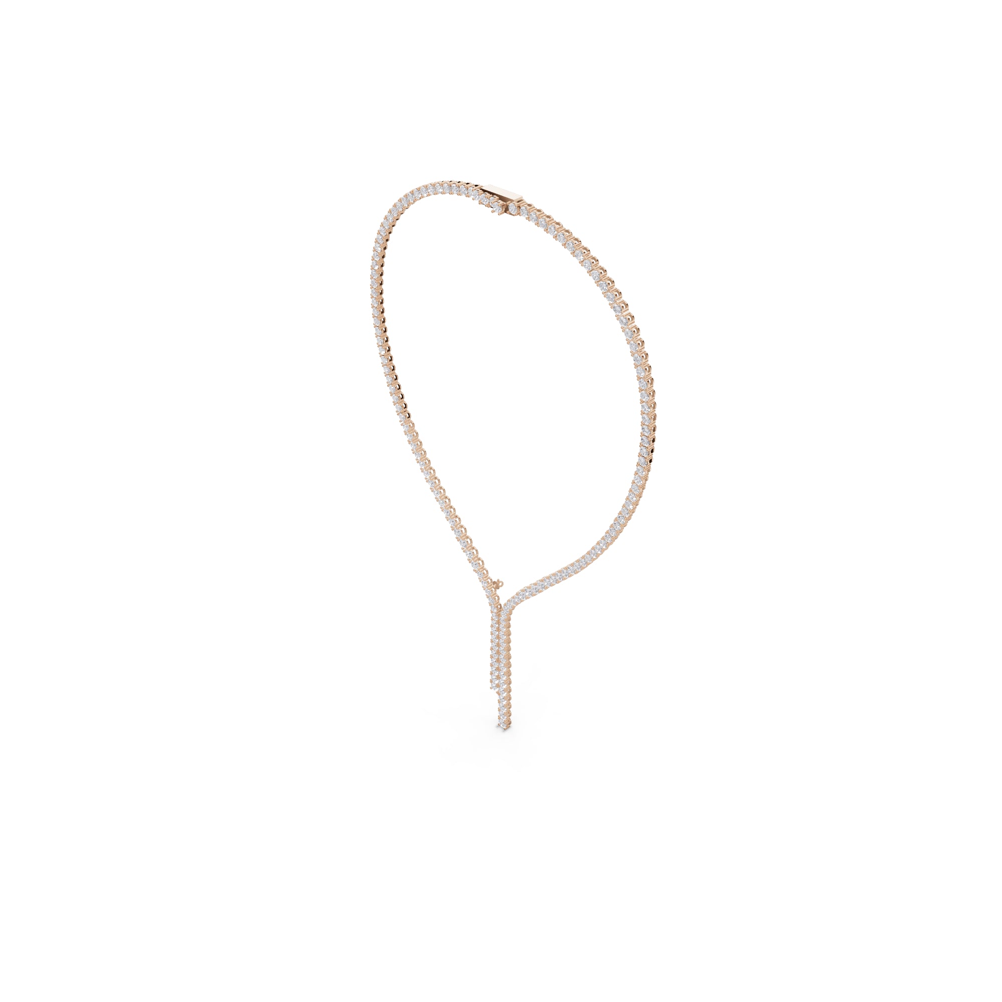 Aarinya Asymmetric Drop Diamond Tennis Necklace, The Prism Y-Silhouette Diamond Necklace