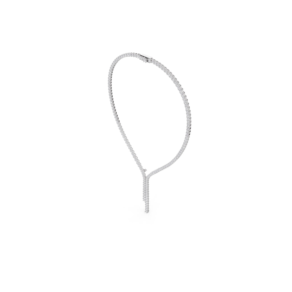 Aarinya Asymmetric Drop Diamond Tennis Necklace, The Prism Y-Silhouette Diamond Necklace