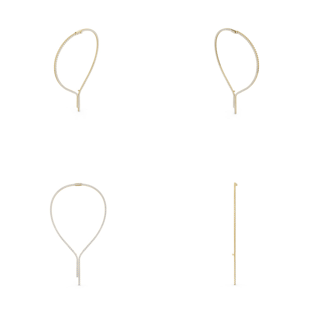 Aarinya Asymmetric Drop Diamond Tennis Necklace, The Prism Y-Silhouette Diamond Necklace