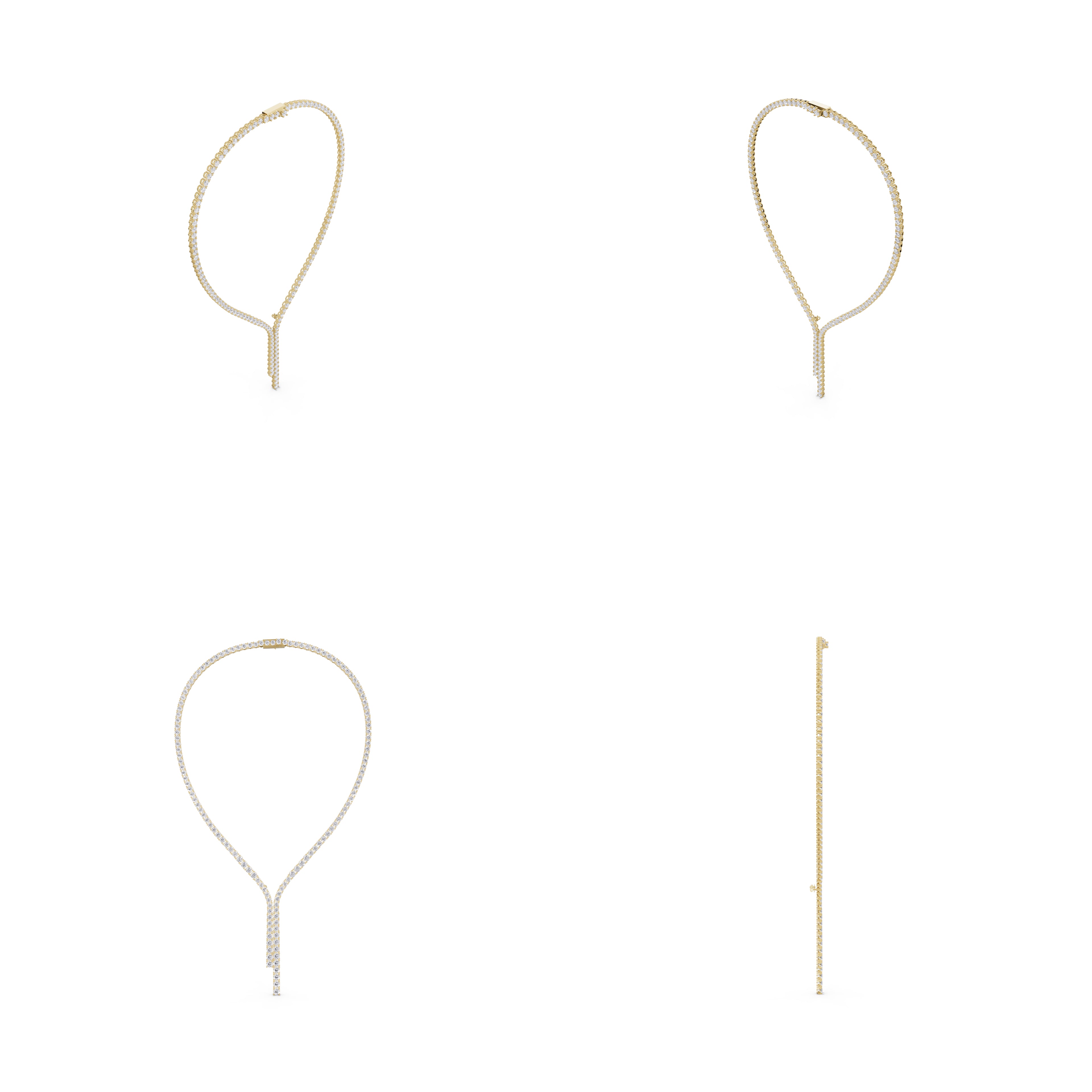 Aarinya Asymmetric Drop Diamond Tennis Necklace, The Prism Y-Silhouette Diamond Necklace