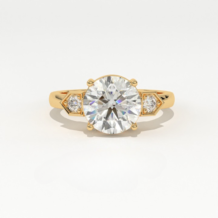 Aarinya Geometric Three-Stone Diamond Ring, The Deco Arrow Three-Stone Solitaire, The Eternal Timeline Chevron Ring, Rose Gold Chevron 3-Stone Ring