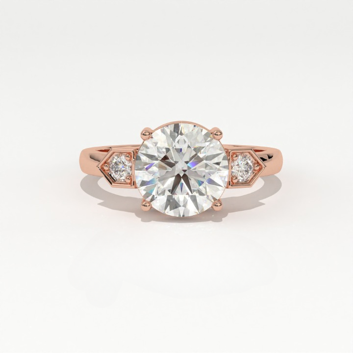 Aarinya Geometric Three-Stone Diamond Ring, The Deco Arrow Three-Stone Solitaire, The Eternal Timeline Chevron Ring, Rose Gold Chevron 3-Stone Ring