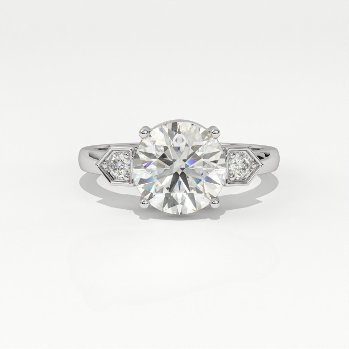 Aarinya Geometric Three-Stone Diamond Ring, The Deco Arrow Three-Stone Solitaire, The Eternal Timeline Chevron Ring, Rose Gold Chevron 3-Stone Ring
