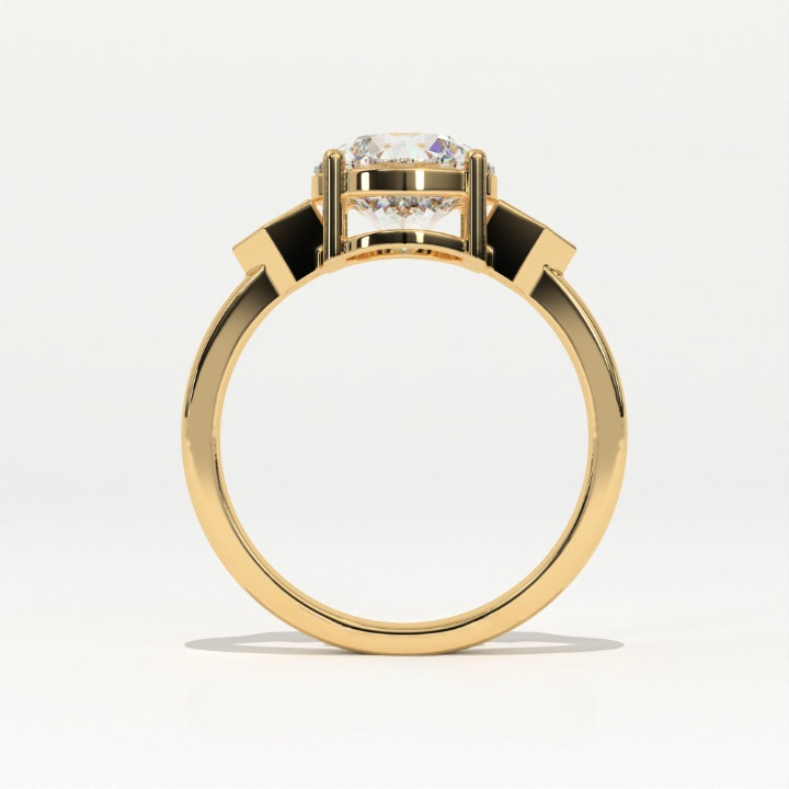 Aarinya Geometric Three-Stone Diamond Ring, The Deco Arrow Three-Stone Solitaire, The Eternal Timeline Chevron Ring, Rose Gold Chevron 3-Stone Ring