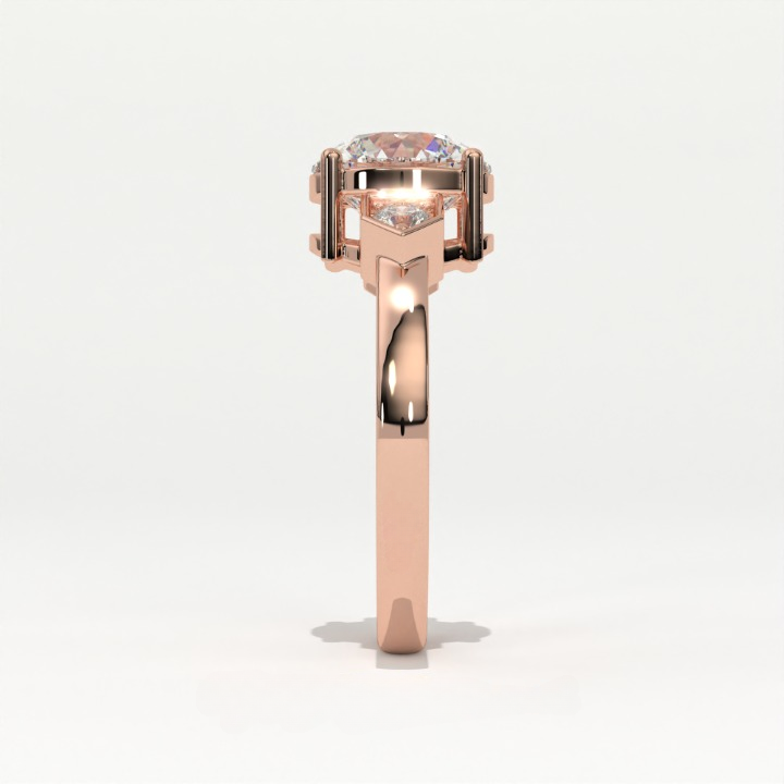 Aarinya Geometric Three-Stone Diamond Ring, The Deco Arrow Three-Stone Solitaire, The Eternal Timeline Chevron Ring, Rose Gold Chevron 3-Stone Ring