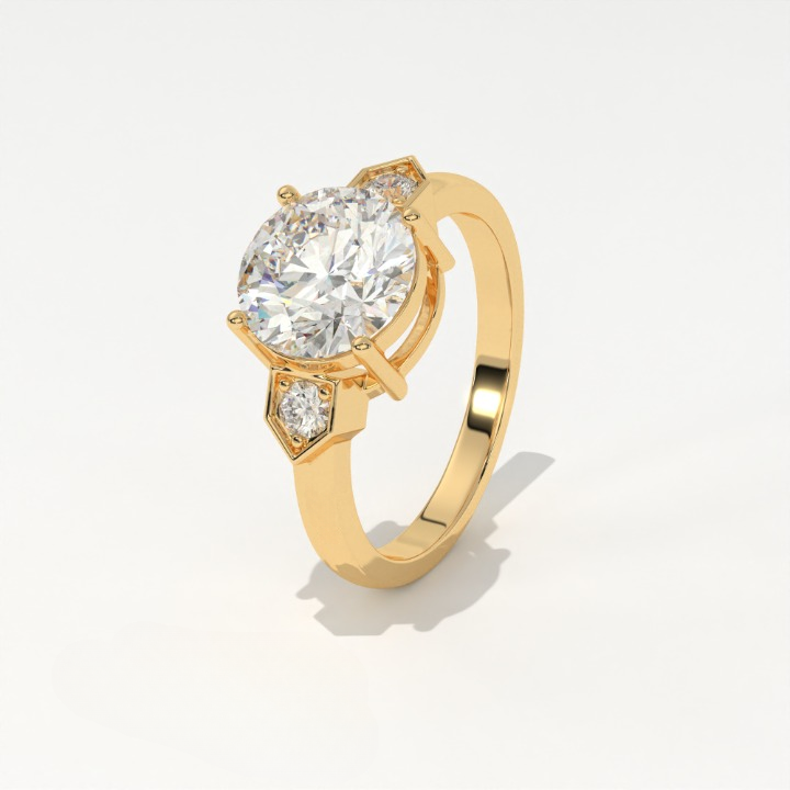 Aarinya Geometric Three-Stone Diamond Ring, The Deco Arrow Three-Stone Solitaire, The Eternal Timeline Chevron Ring, Rose Gold Chevron 3-Stone Ring