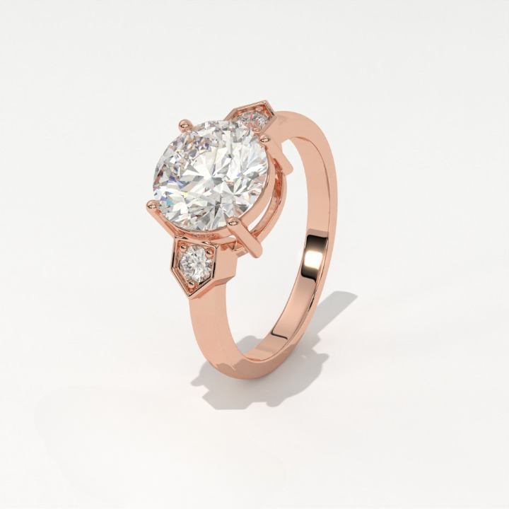 Aarinya Geometric Three-Stone Diamond Ring, The Deco Arrow Three-Stone Solitaire, The Eternal Timeline Chevron Ring, Rose Gold Chevron 3-Stone Ring