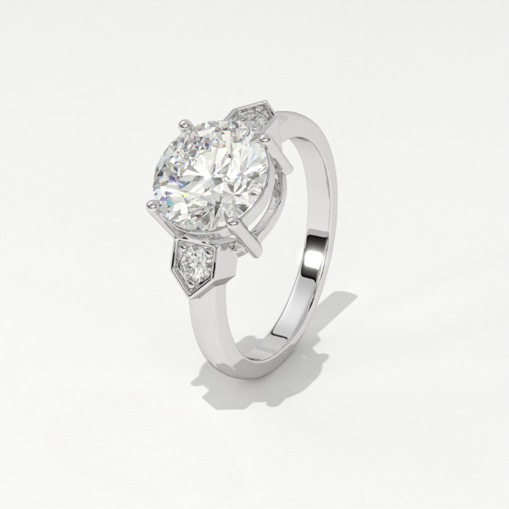 Aarinya Geometric Three-Stone Diamond Ring, The Deco Arrow Three-Stone Solitaire, The Eternal Timeline Chevron Ring, Rose Gold Chevron 3-Stone Ring