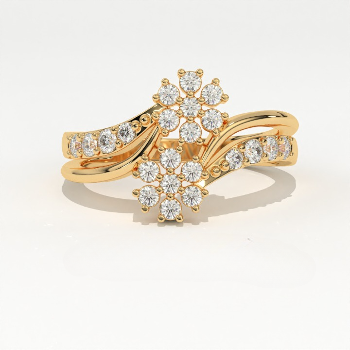 Aarinya Twin Floral Cluster Diamond Ring, The Helix Dual Rosette Ring, Twin Cluster Bypass Ring