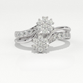 Aarinya Twin Floral Cluster Diamond Ring, The Helix Dual Rosette Ring, Twin Cluster Bypass Ring