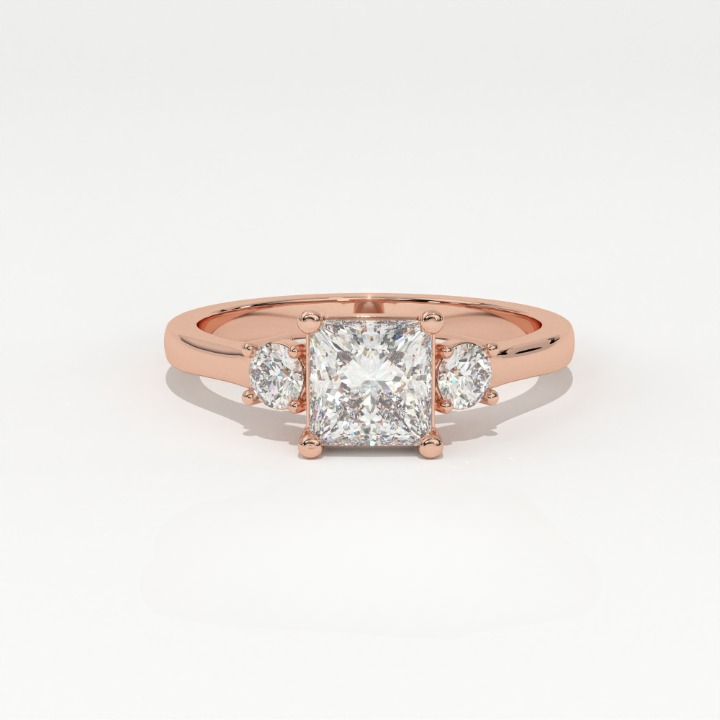 Aarinya Princess Cut Geometric Three-Stone Ring, The Empress Square Trilogy Ring, The Angular Brilliance Chevron Ring