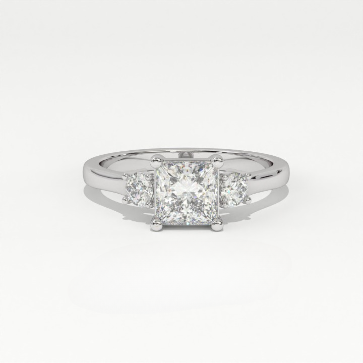 Aarinya Princess Cut Geometric Three-Stone Ring, The Empress Square Trilogy Ring, The Angular Brilliance Chevron Ring