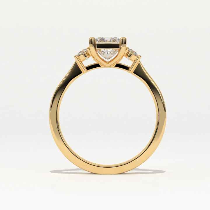 Aarinya Princess Cut Geometric Three-Stone Ring, The Empress Square Trilogy Ring, The Angular Brilliance Chevron Ring