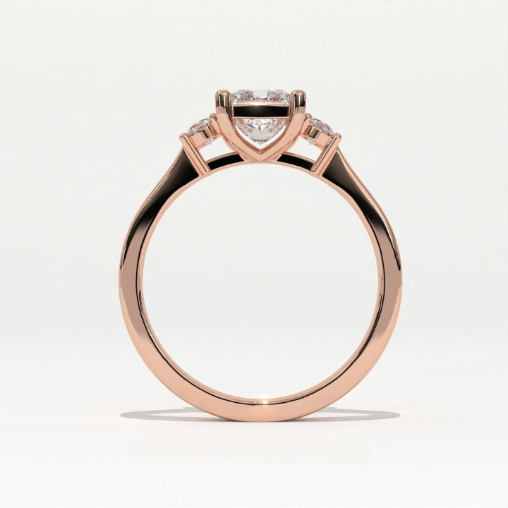 Aarinya Princess Cut Geometric Three-Stone Ring, The Empress Square Trilogy Ring, The Angular Brilliance Chevron Ring