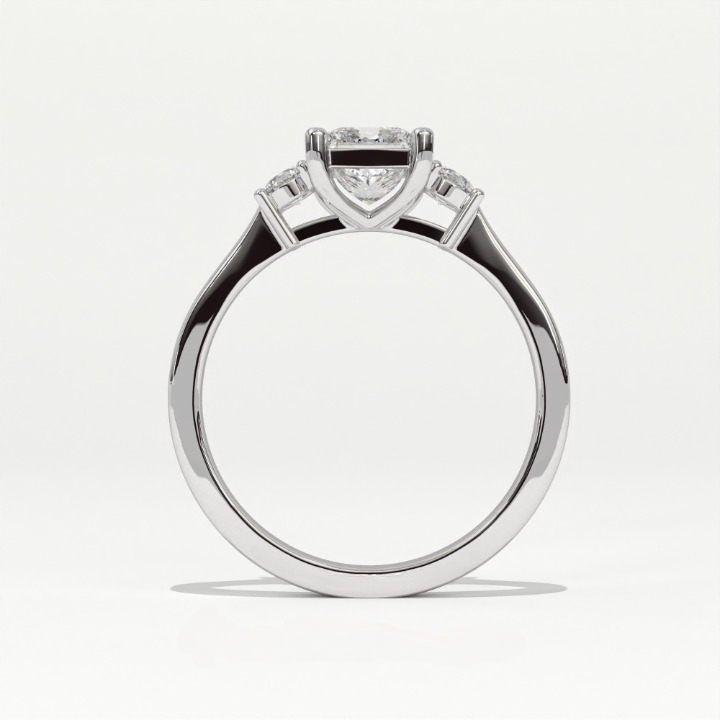 Aarinya Princess Cut Geometric Three-Stone Ring, The Empress Square Trilogy Ring, The Angular Brilliance Chevron Ring