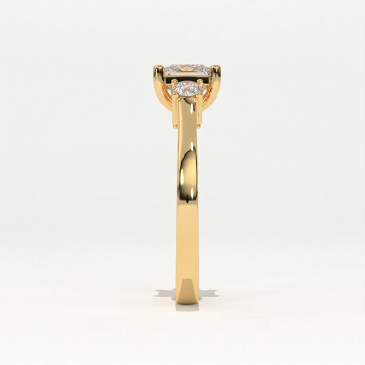 Aarinya Princess Cut Geometric Three-Stone Ring, The Empress Square Trilogy Ring, The Angular Brilliance Chevron Ring