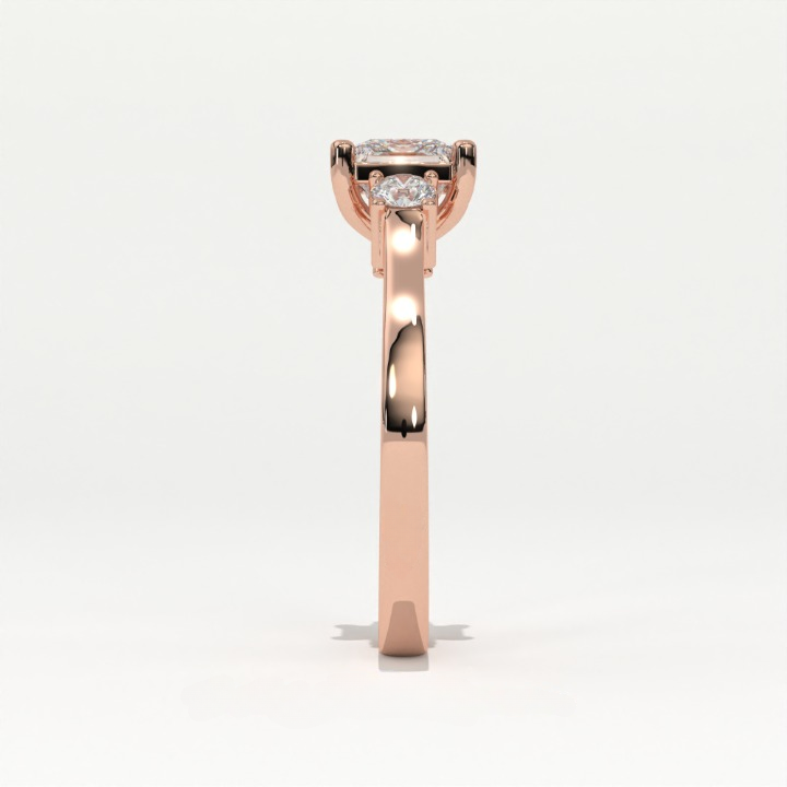 Aarinya Princess Cut Geometric Three-Stone Ring, The Empress Square Trilogy Ring, The Angular Brilliance Chevron Ring