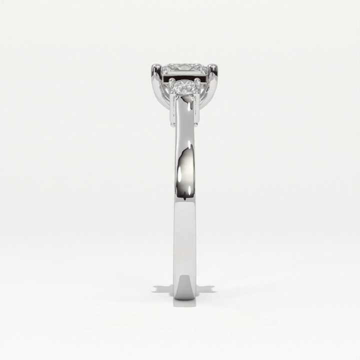 Aarinya Princess Cut Geometric Three-Stone Ring, The Empress Square Trilogy Ring, The Angular Brilliance Chevron Ring