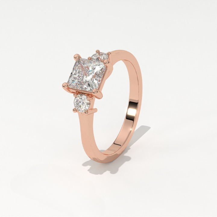 Aarinya Princess Cut Geometric Three-Stone Ring, The Empress Square Trilogy Ring, The Angular Brilliance Chevron Ring