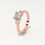 Aarinya Princess Cut Geometric Three-Stone Ring, The Empress Square Trilogy Ring, The Angular Brilliance Chevron Ring