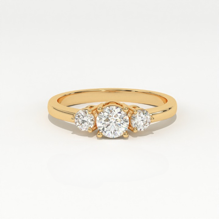 Aarinya Classic Three-Stone Ring, The Paradigm Round Brilliant Ring, The Eternal Timeline Shared-Prong Ring