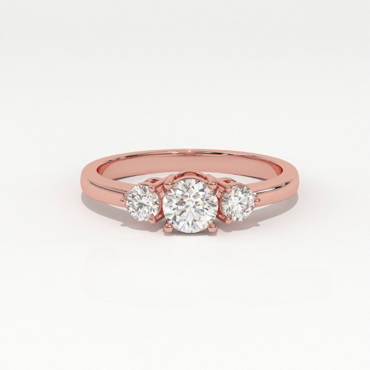Aarinya Classic Three-Stone Ring, The Paradigm Round Brilliant Ring, The Eternal Timeline Shared-Prong Ring