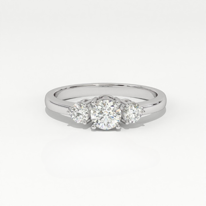 Aarinya Classic Three-Stone Ring, The Paradigm Round Brilliant Ring, The Eternal Timeline Shared-Prong Ring