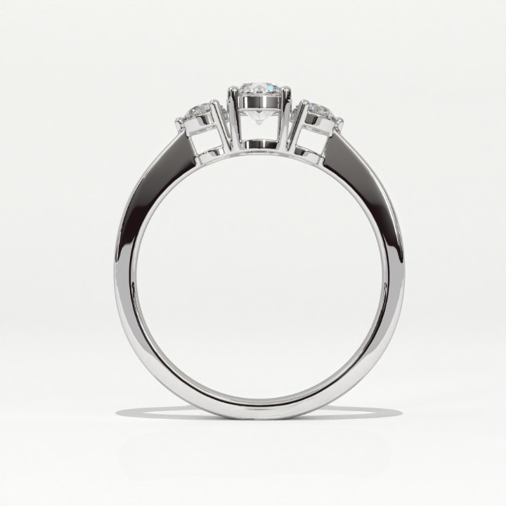 Aarinya Classic Three-Stone Ring, The Paradigm Round Brilliant Ring, The Eternal Timeline Shared-Prong Ring