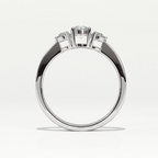 Aarinya Classic Three-Stone Ring, The Paradigm Round Brilliant Ring, The Eternal Timeline Shared-Prong Ring