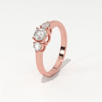 Aarinya Classic Three-Stone Ring, The Paradigm Round Brilliant Ring, The Eternal Timeline Shared-Prong Ring