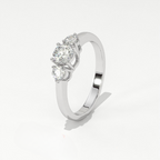 Aarinya Classic Three-Stone Ring, The Paradigm Round Brilliant Ring, The Eternal Timeline Shared-Prong Ring