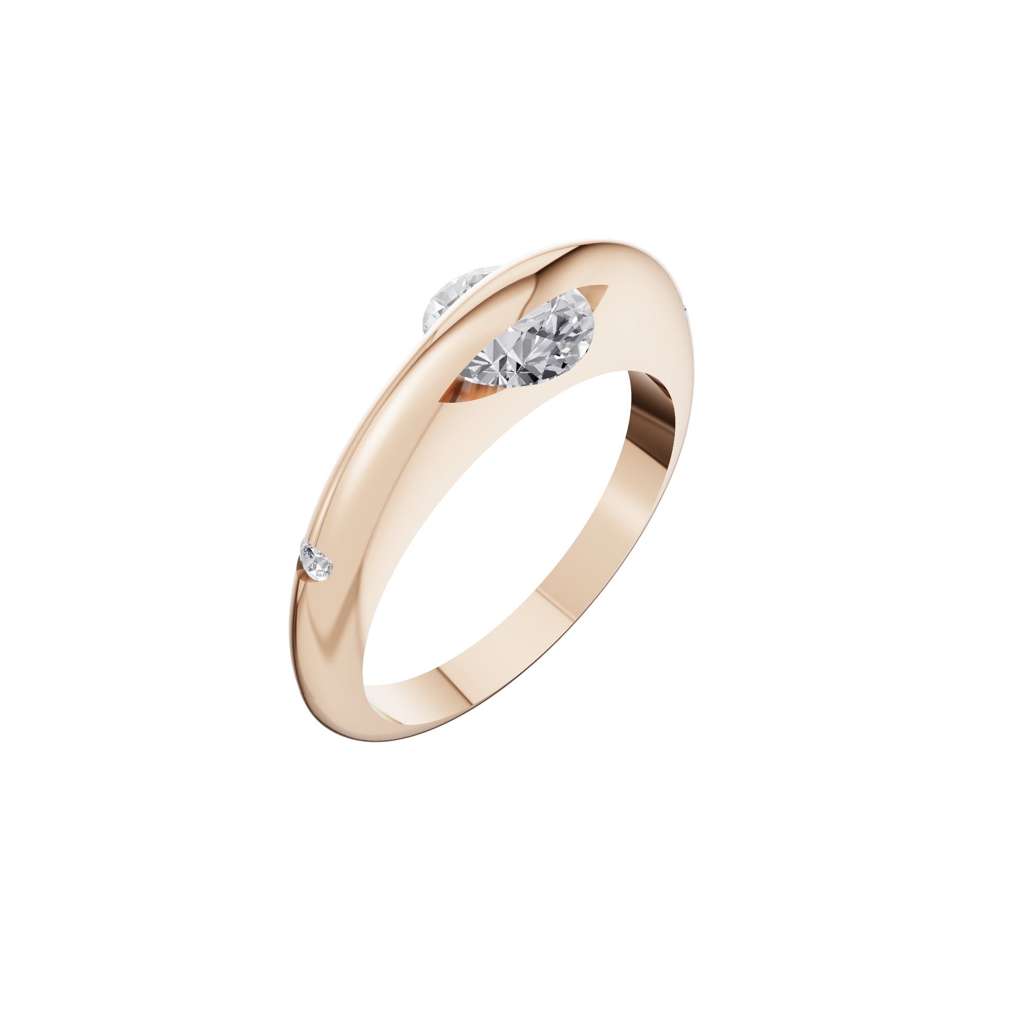 Aarinya Sleek-Set Trio Lab Grown Diamond Ring, The Trinity Flush Three-Stone Diamond Ring
