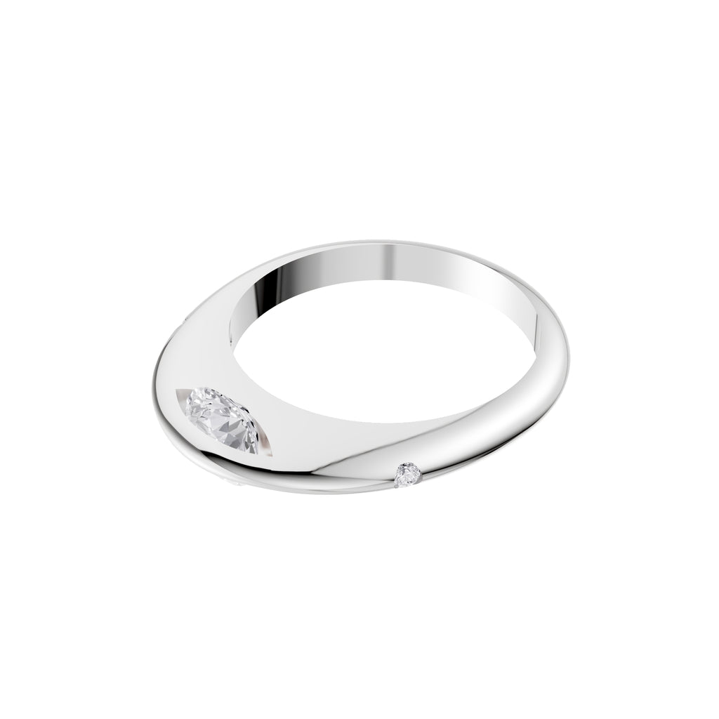 Aarinya Sleek-Set Trio Lab Grown Diamond Ring, The Trinity Flush Three-Stone Diamond Ring