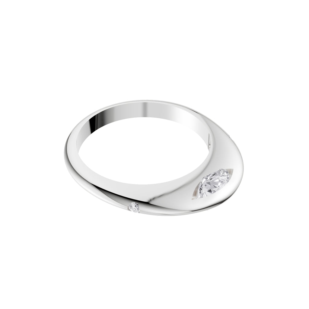 Aarinya Sleek-Set Trio Lab Grown Diamond Ring, The Trinity Flush Three-Stone Diamond Ring