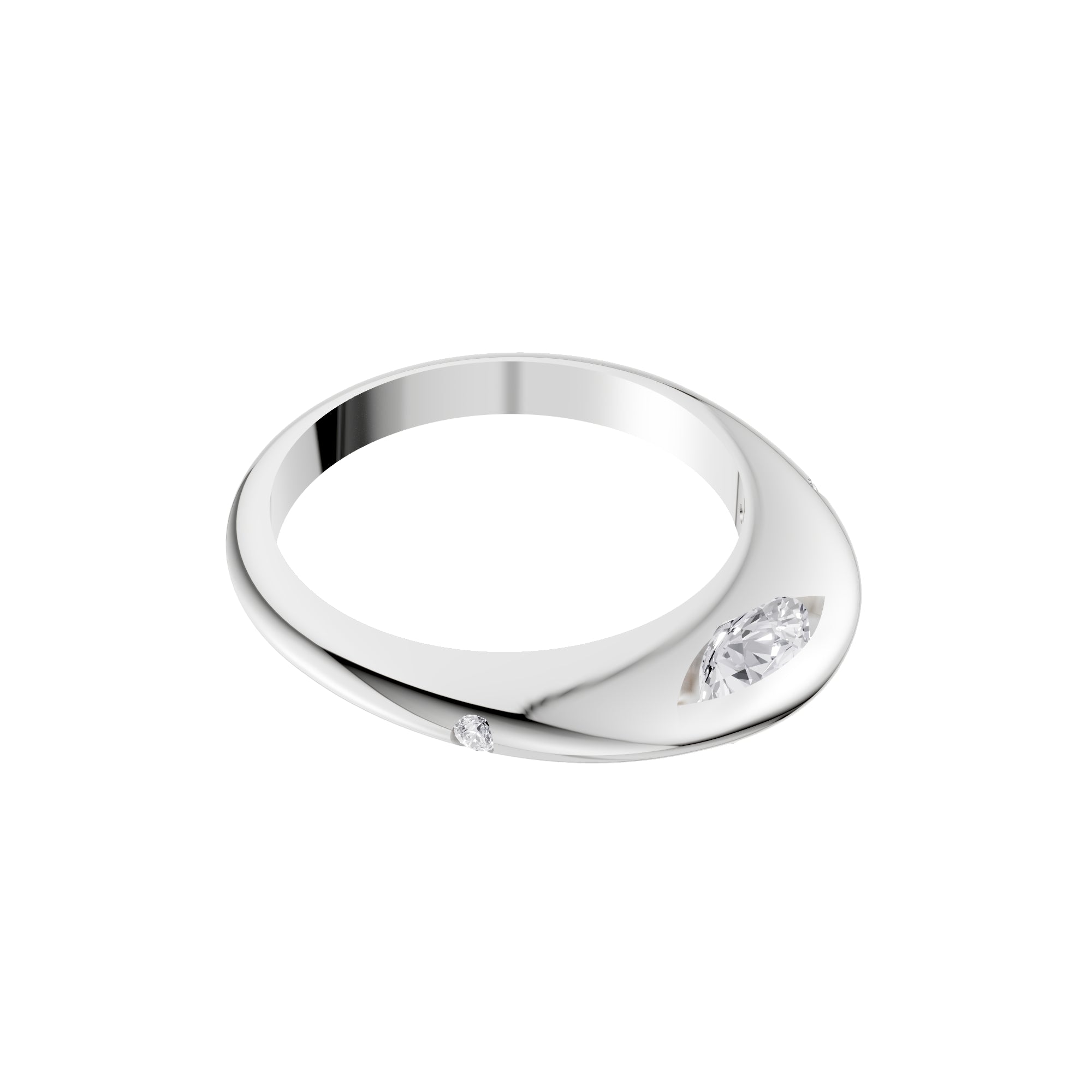 Aarinya Sleek-Set Trio Lab Grown Diamond Ring, The Trinity Flush Three-Stone Diamond Ring