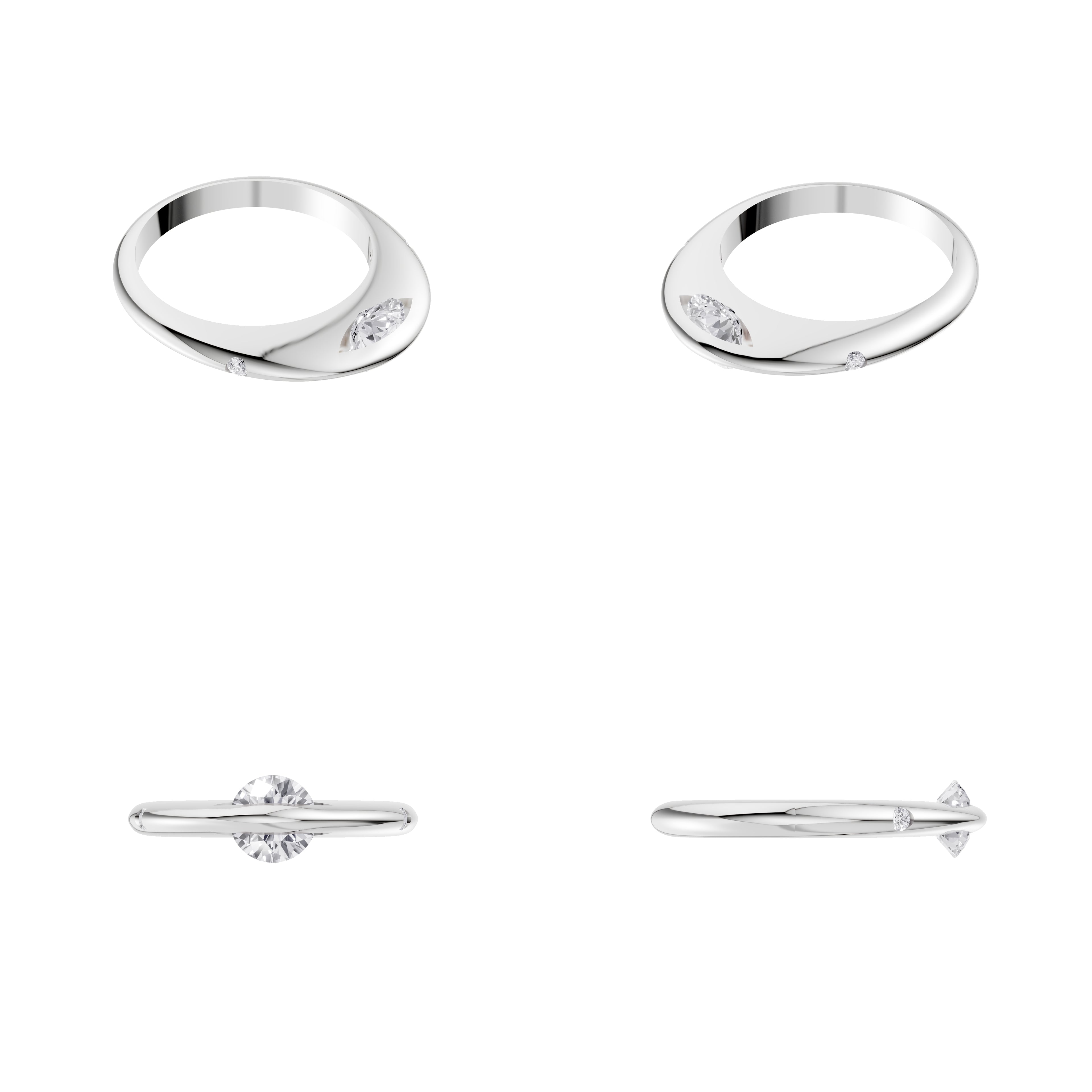 Aarinya Sleek-Set Trio Lab Grown Diamond Ring, The Trinity Flush Three-Stone Diamond Ring