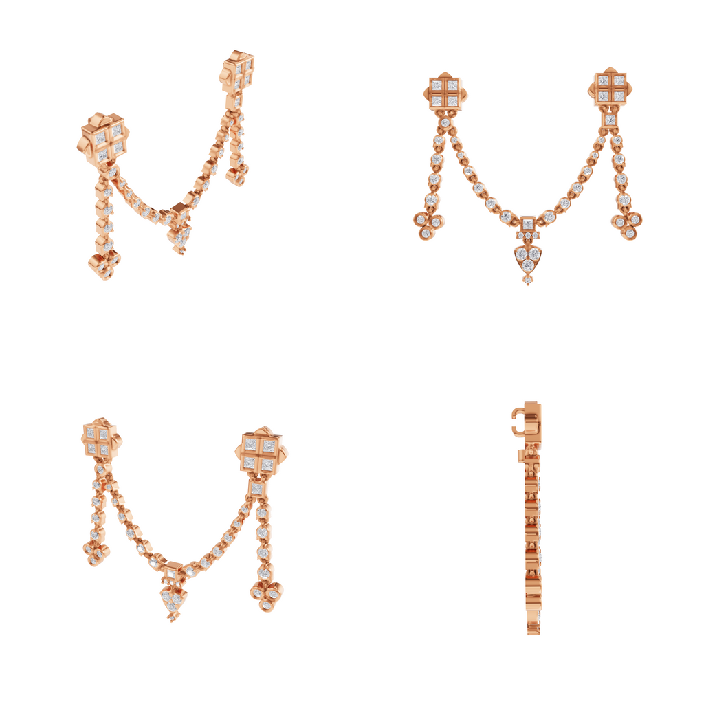 Aarinya Imperial Festoon Lab-Grown Diamond Pin ,The Ritz Chevron Dangle Brooch