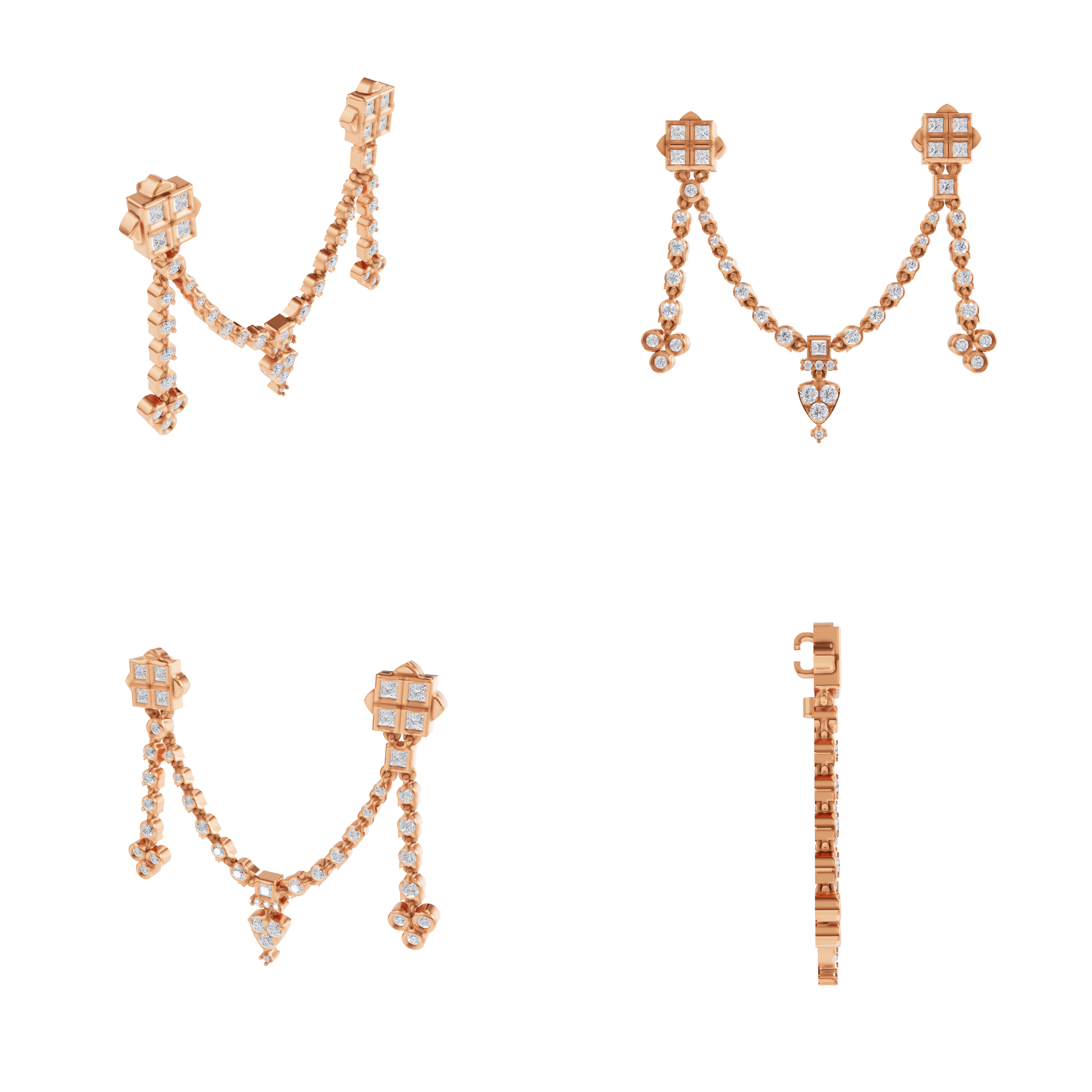 Aarinya Imperial Festoon Lab-Grown Diamond Pin ,The Ritz Chevron Dangle Brooch