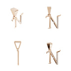 Aarinya Curved 'N' Diamond Alphabet Pendant, The Calligraphic Diamond Initial 'N' Pendant